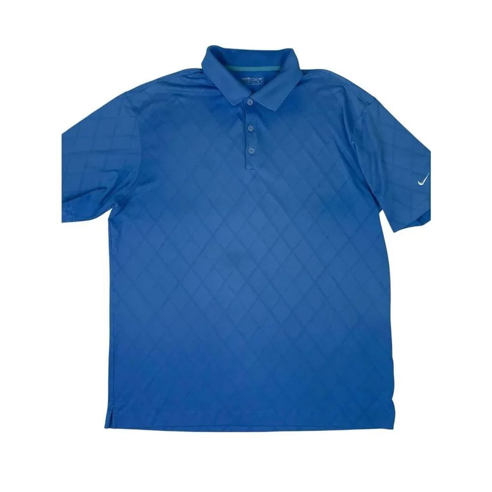 Nike Golf Dri-FIT Mens XL Blue Argyle Polo Shirt